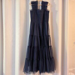 Baltic Born Emma Smocked Tulle Dress - Navy Blue - Large